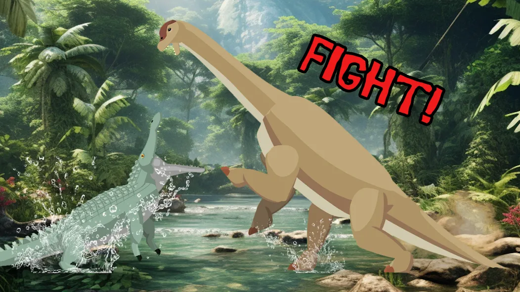Скачать T-Rex Fights Dinosaurs (Мод: Безлимитное здоровье и урон) на Андроид — скриншот 3