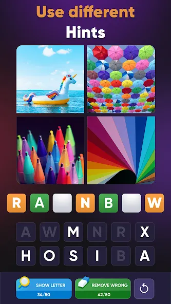 4 Pics 1 Word: Guessing Games Mod APK Безлимитные подсказки и открыты все уровни — Скачать на Андроид — скриншот 2 4 Pics 1 Word: Guessing Games Mod APK Безлимитные подсказки и открыты все уровни — Скачать на Андроид — скриншот 2