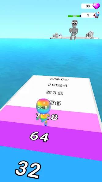 Скачать Man Runner 2048: Run and Merge на телефон — Безлимитные монеты и усиленные персонажи — скриншот 3