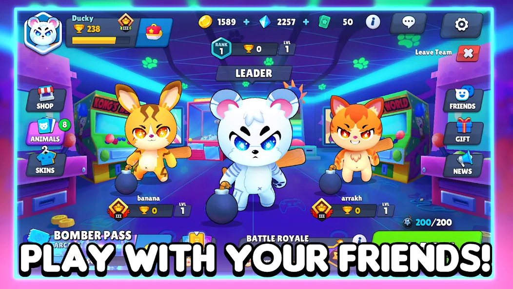 Скачать Bombergrounds: Reborn MOD APK — Бесконечные монеты и усиления — скриншот 1