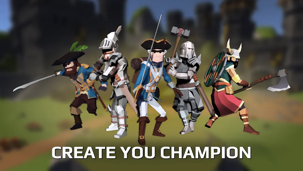 Slash Polygon: Medieval PVP MOD APK на Android — Безлимитные деньги и усиленная броня — скриншот 1