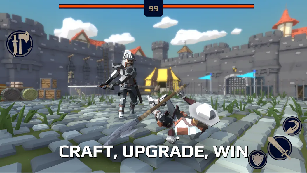 Slash Polygon: Medieval PVP MOD APK на Android — Безлимитные деньги и усиленная броня — скриншот 4