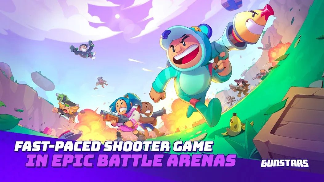 Скачать Gunstars - Battle Arena на телефон — Безлимитные деньги и улучшенное оружие — скриншот 1