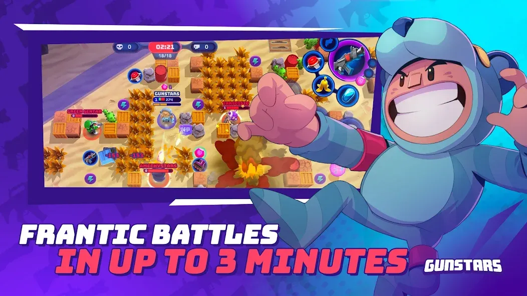 Скачать Gunstars - Battle Arena на телефон — Безлимитные деньги и улучшенное оружие — скриншот 2