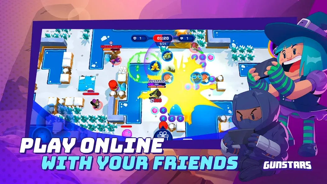 Скачать Gunstars - Battle Arena на телефон — Безлимитные деньги и улучшенное оружие — скриншот 3