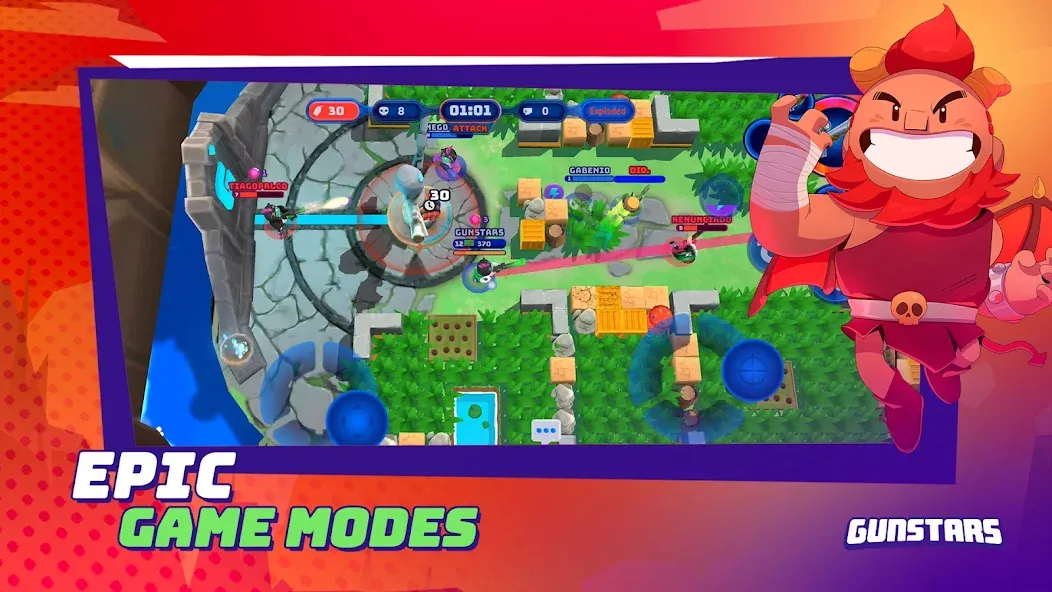 Скачать Gunstars - Battle Arena на телефон — Безлимитные деньги и улучшенное оружие — скриншот 4