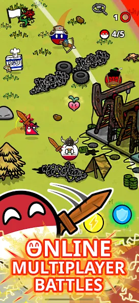 Countryball Potato Mayhem на Андроид — Мод Безлимитные монеты и все улучшения — скриншот 1