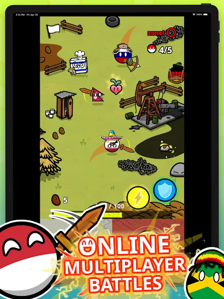 Countryball Potato Mayhem на Андроид — Мод Безлимитные монеты и все улучшения — скриншот 5