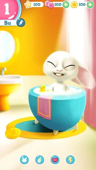 Bu Bunny - Cute pet care game на Андроид — Много монет и ресурсов — скриншот 2