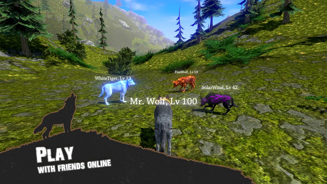 Скачать взлом Wolf Simulator - Animal Games на Андроид — Безлимитные деньги и здоровье — скриншот 3