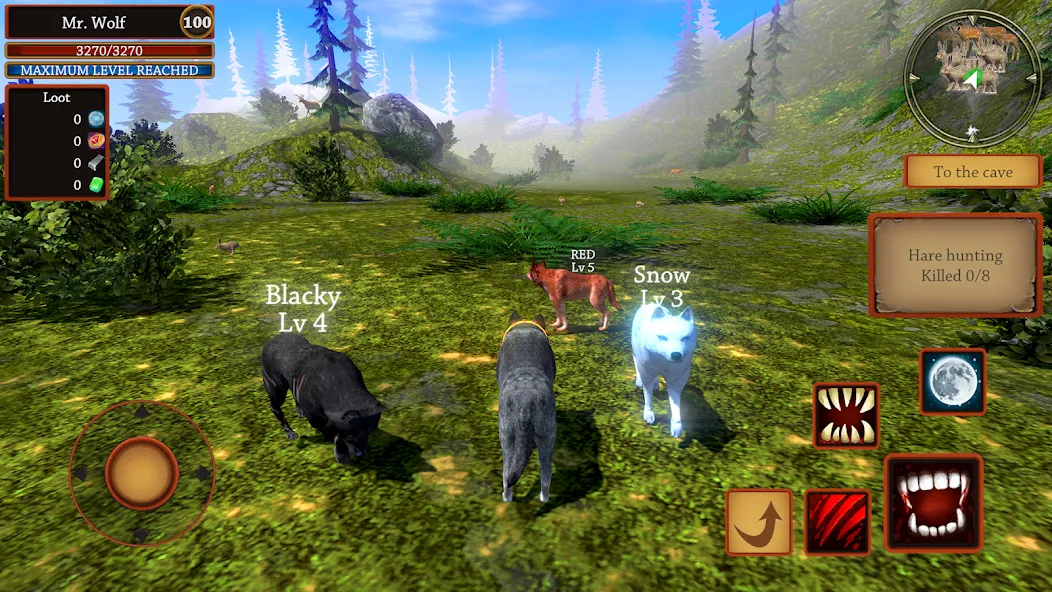 Скачать взлом Wolf Simulator - Animal Games на Андроид — Безлимитные деньги и здоровье — скриншот 5