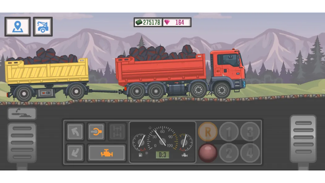 Trucker and Trucks MOD APK на Android — Много денег и все грузовики открыты — скриншот 1