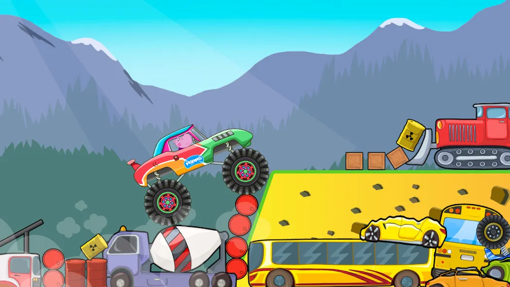 Скачать Kids Monster Truck Racing Game — Модификация Без рекламы и все машины открыты — скриншот 2