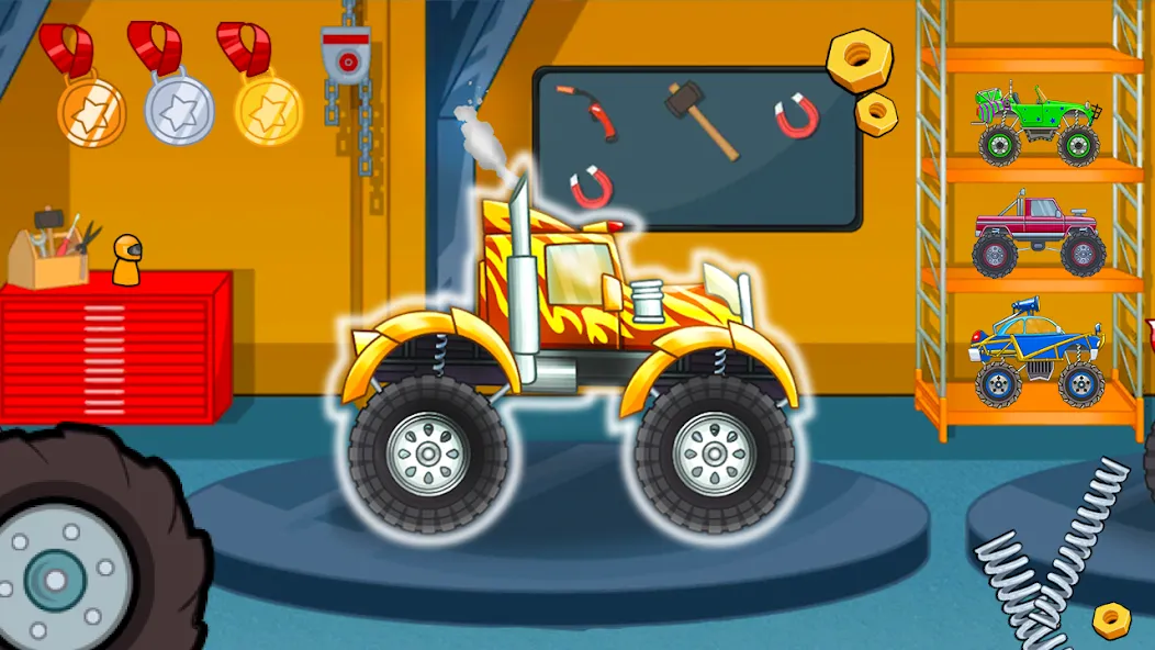 Скачать Kids Monster Truck Racing Game — Модификация Без рекламы и все машины открыты — скриншот 5