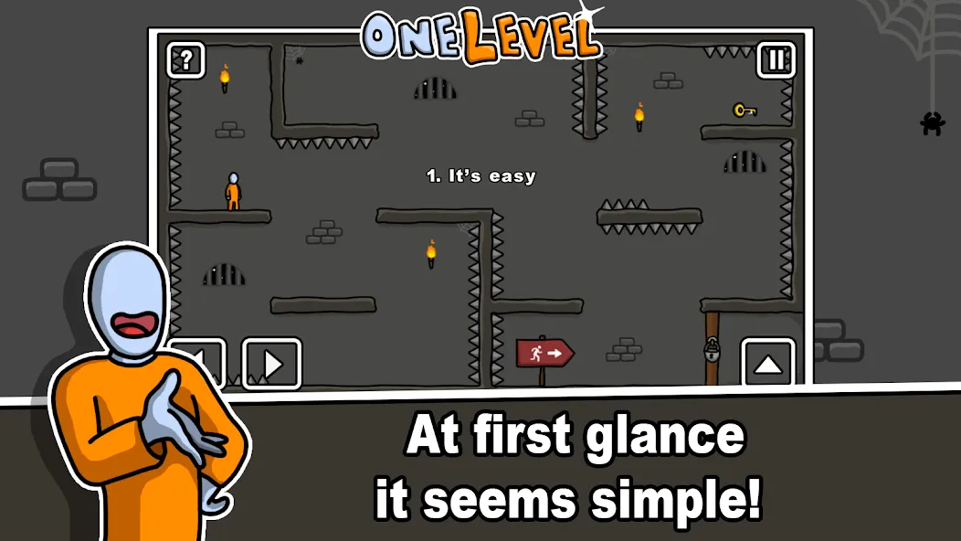Скачать One Level: Stickman Jailbreak на телефон — Открыты все уровни и подсказки — скриншот 1
