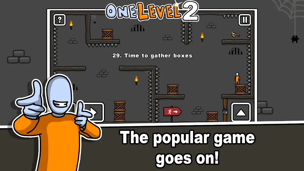 Скачать One Level 2 Stickman Jailbreak (Мод: Открыты все уровни и подсказки) на Андроид — скриншот 1