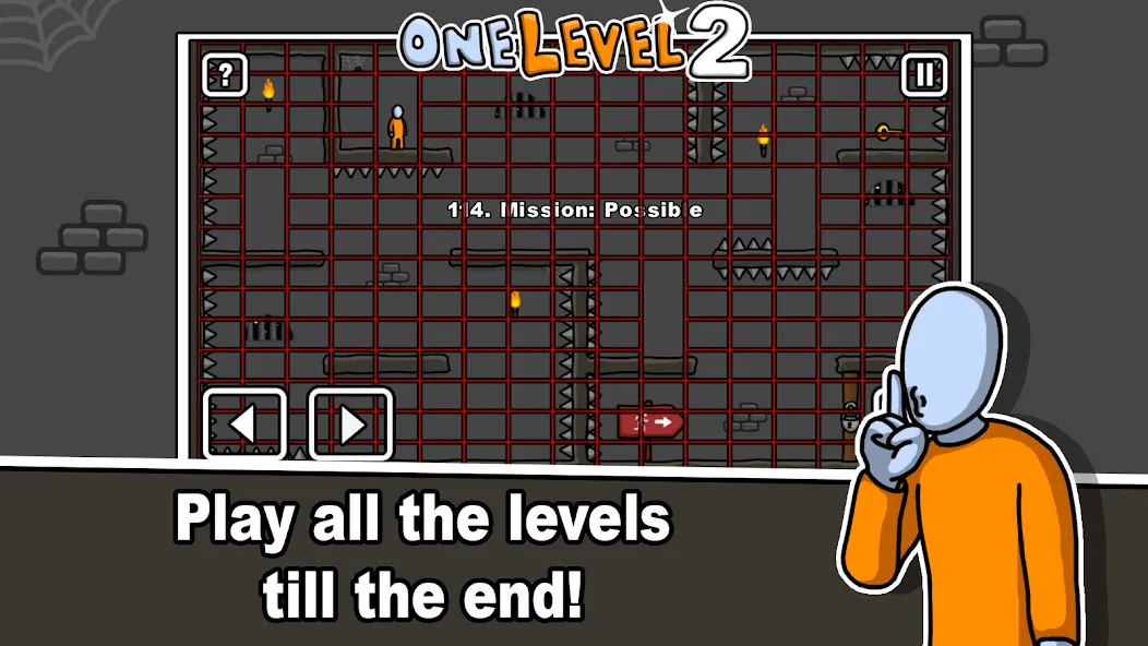 Скачать One Level 2 Stickman Jailbreak (Мод: Открыты все уровни и подсказки) на Андроид — скриншот 4