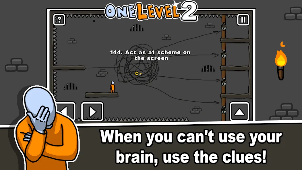 Скачать One Level 2 Stickman Jailbreak (Мод: Открыты все уровни и подсказки) на Андроид — скриншот 5