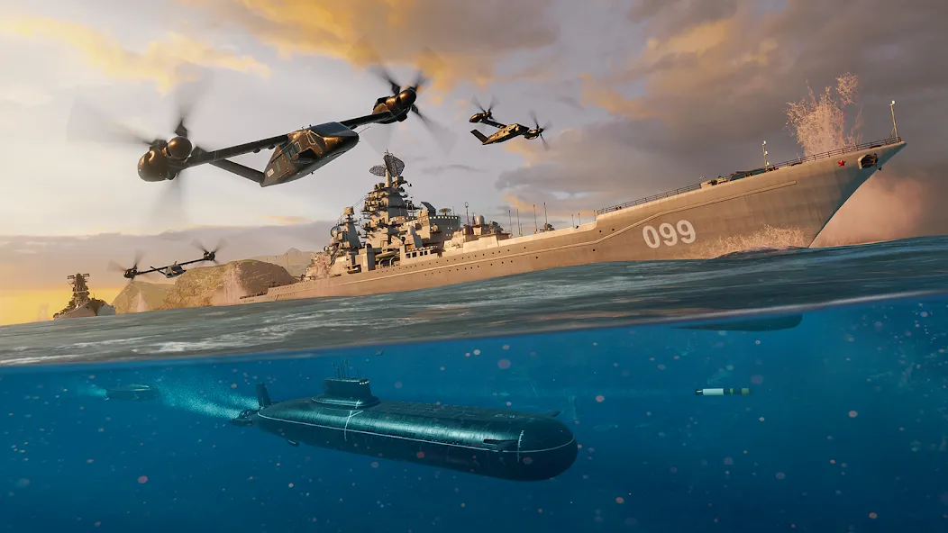 Скачать Modern Warships: Naval Battles MOD APK — Безлимитные деньги и боеприпасы — скриншот 4