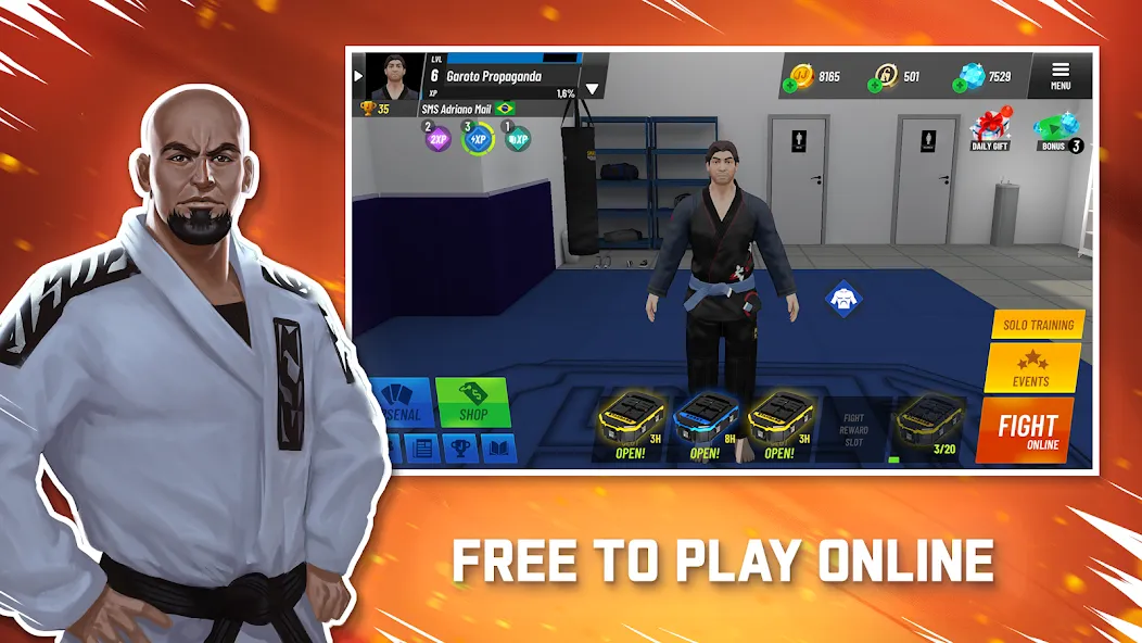 BeJJ: Jiu-Jitsu Game на Андроид — Разблокированы все бойцы и режимы — скриншот 2