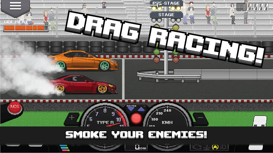 Скачать взломанную Pixel Car Racer — Безлимитные деньги и топливо — скриншот 1