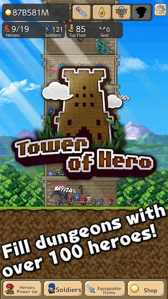 Скачать Tower of Hero MOD APK — Безлимитные ресурсы и усиленные герои — скриншот 1