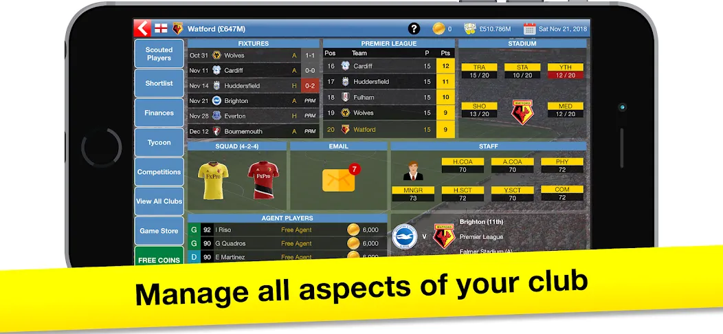 Скачать Soccer Tycoon: Football Game на Андроид — Безлимитные деньги и ресурсы — скриншот 1