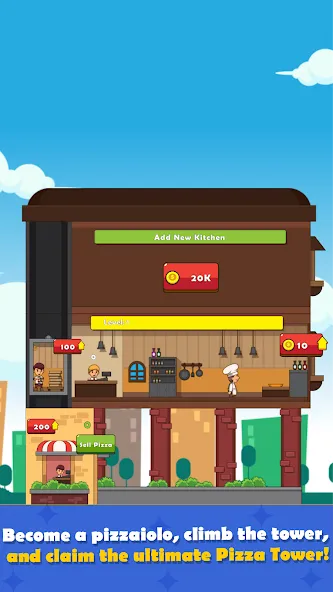 Скачать Pizza Tower: Idle Tycoon с модом — Безлимитные деньги и всё открыто — скриншот 1
