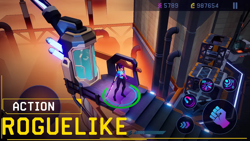 Скачать Rush Angel - Cyberpunk RPG на телефон — Неограниченные ресурсы и усиленные навыки — скриншот 1