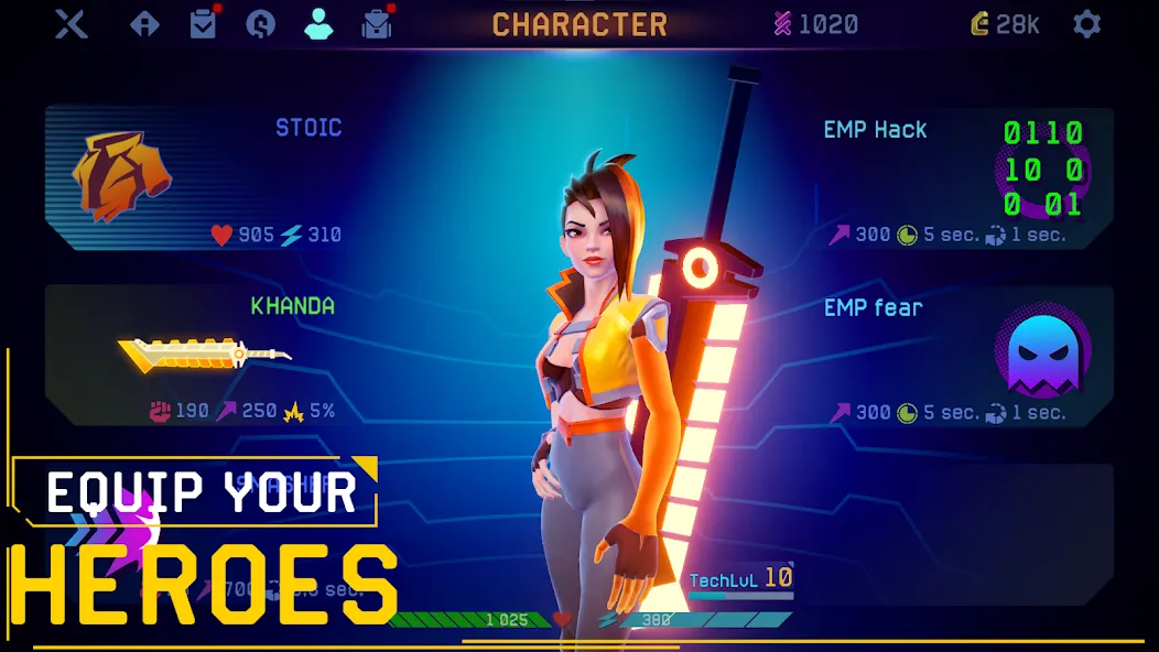 Скачать Rush Angel - Cyberpunk RPG на телефон — Неограниченные ресурсы и усиленные навыки — скриншот 2