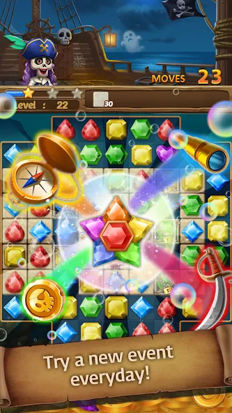 Jewels Ghost Ship: jewel games Mod APK Безлимитные жизни и бустеры — Скачать на Андроид — скриншот 2