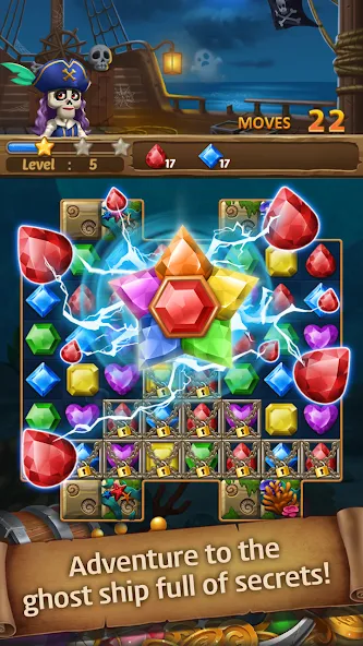 Jewels Ghost Ship: jewel games Mod APK Безлимитные жизни и бустеры — Скачать на Андроид — скриншот 5