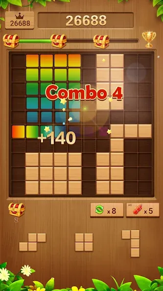 Скачать Wood Block Puzzle Addictive с модом — Безлимитные подсказки и бустеры — скриншот 3 Скачать Wood Block Puzzle Addictive с модом — Безлимитные подсказки и бустеры — скриншот 3