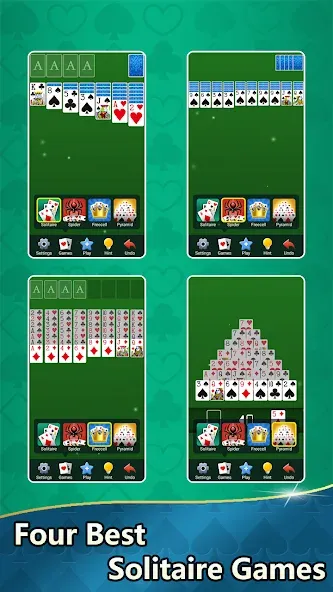 Взломанная Aged Solitaire Collection на Андроид — Без рекламы и всё разблокировано — скриншот 1