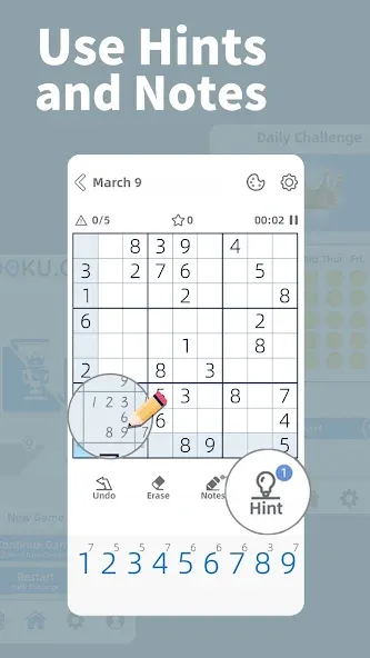 Скачать AGED Sudoku на Андроид — Открыты все уровни и подсказки — скриншот 2