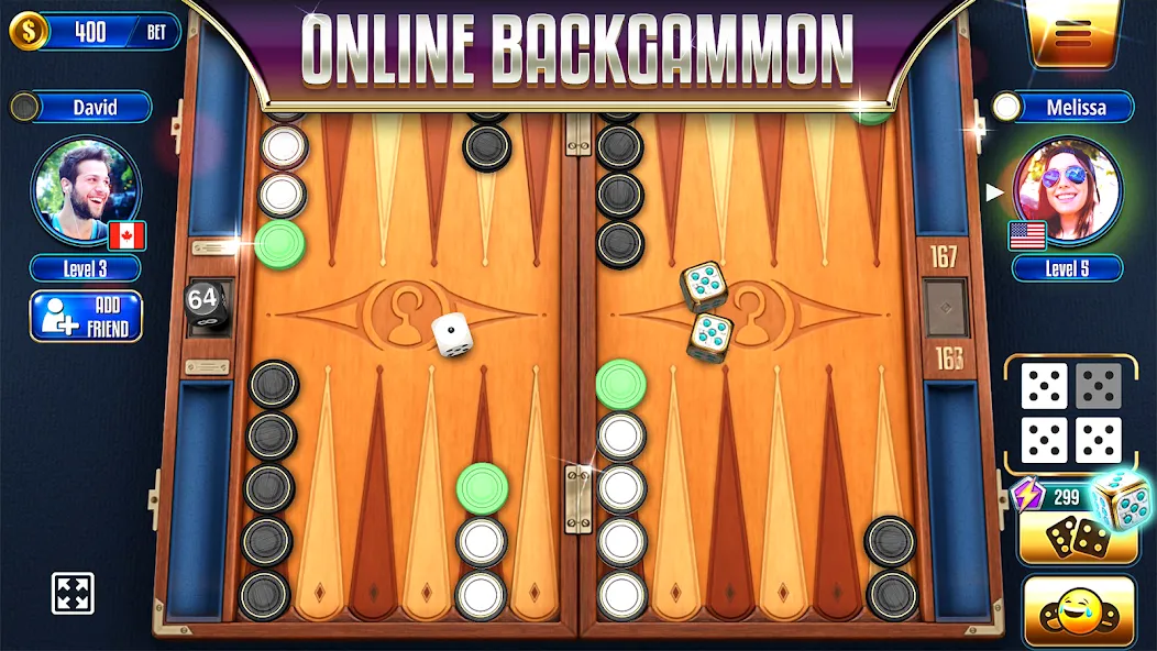 Скачать взломанную Backgammon Legends Online — Без рекламы и бесконечные монеты — скриншот 1