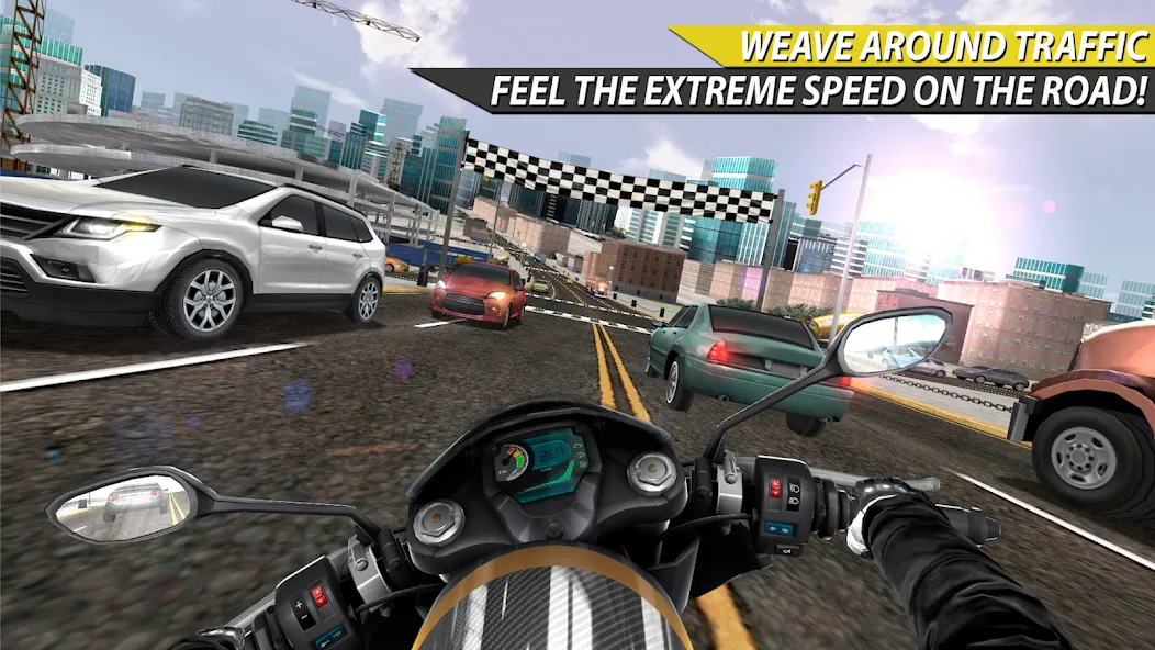 Взлом Moto Rider In Traffic — Безлимитные деньги и бензин — скриншот 2