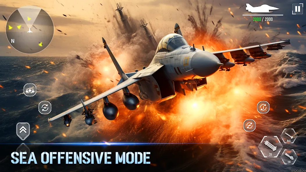 Скачать Aircraft Strike: Jet Fighter — Модификация Безлимитные деньги и оружие — скриншот 2