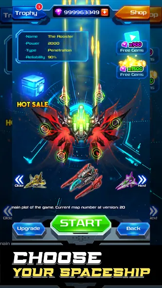 Взломанная Galaxy Attack: Space Shooter на Андроид — Безлимитные деньги и усиленное оружие — скриншот 2
