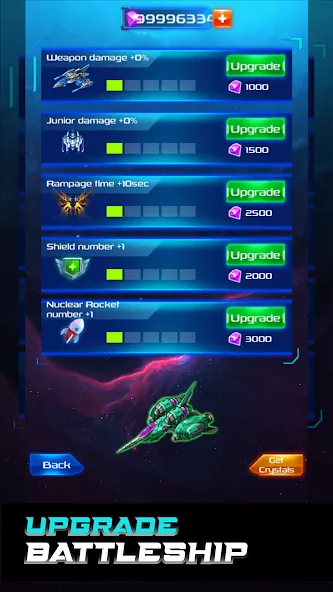 Взломанная Galaxy Attack: Space Shooter на Андроид — Безлимитные деньги и усиленное оружие — скриншот 5