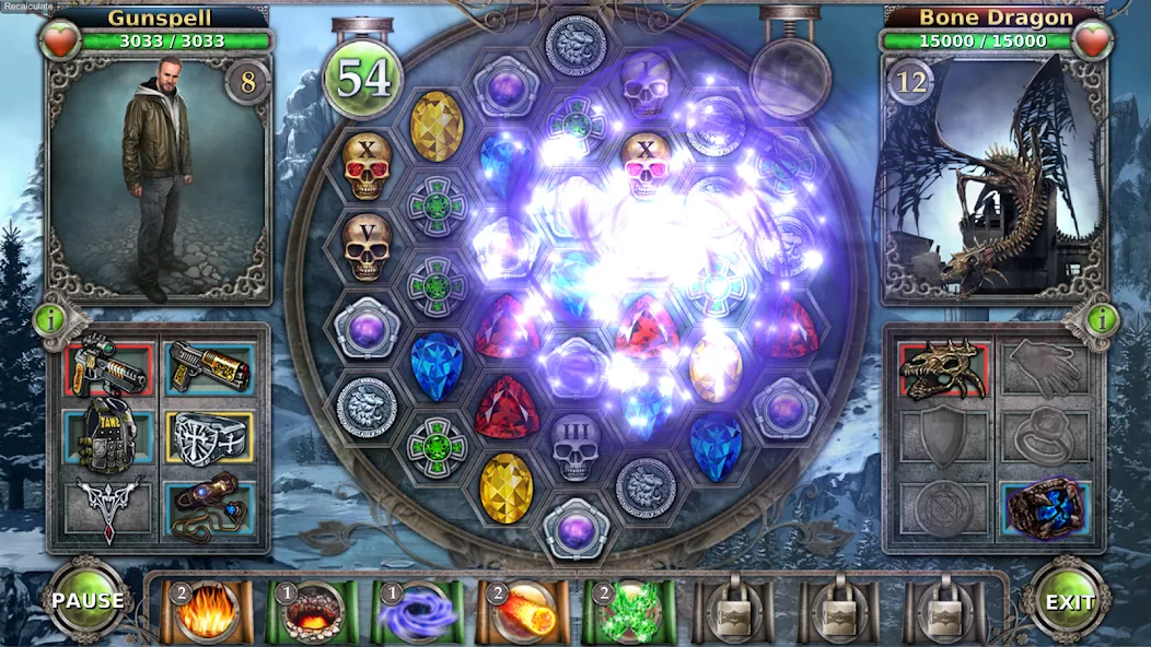 Gunspell - Match 3 Puzzle RPG на Андроид — Мод Безлимитные ресурсы и усиленная магия — скриншот 3