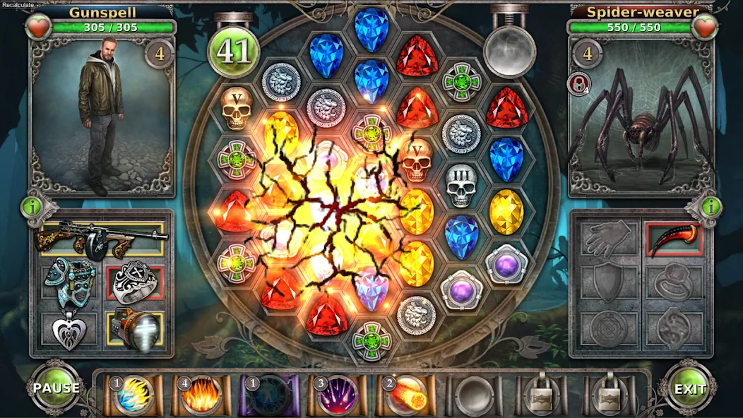 Gunspell - Match 3 Puzzle RPG на Андроид — Мод Безлимитные ресурсы и усиленная магия — скриншот 5