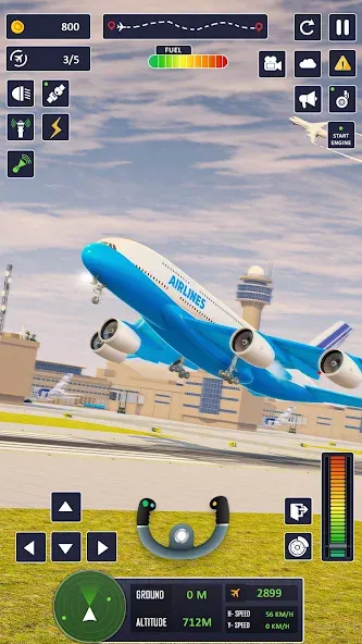 Airplane Game Flight Simulator — Бесконечное топливо и все самолёты — скриншот 1