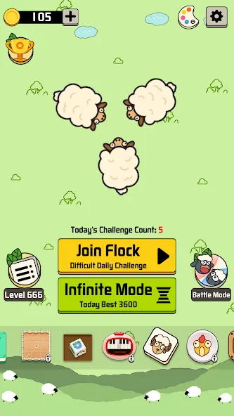 Sheep N Sheep: Daily Challenge MOD APK на Android — Безлимитные подсказки и жизни — скриншот 1