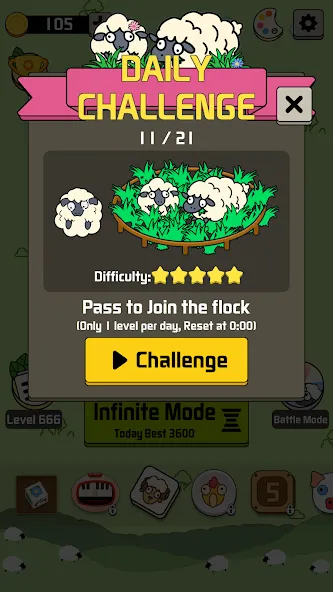 Sheep N Sheep: Daily Challenge MOD APK на Android — Безлимитные подсказки и жизни — скриншот 2