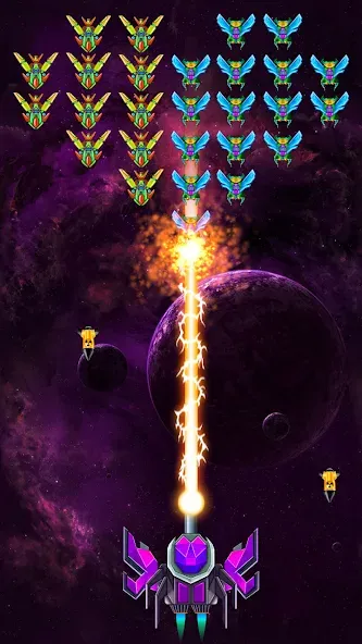 Galaxy Attack: Shooting Game на Андроид — Безлимитные деньги и улучшенное оружие — скриншот 3