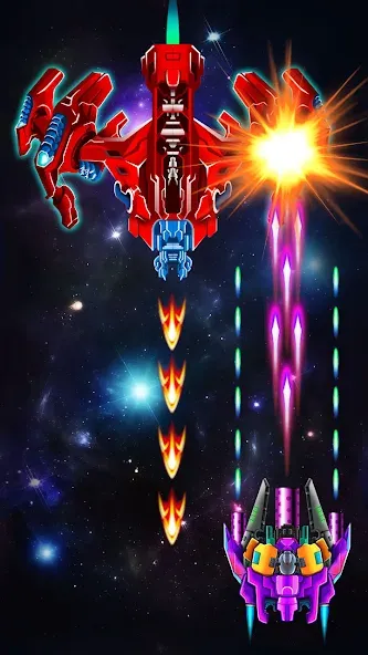 Galaxy Attack: Shooting Game на Андроид — Безлимитные деньги и улучшенное оружие — скриншот 4