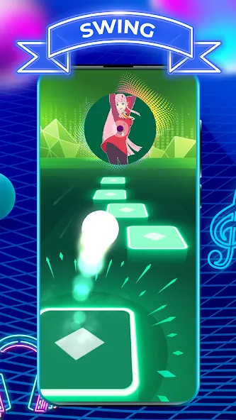 Tiles Hop: EDM Rush — Мод: Безлимитные жизни и все песни открыты — скриншот 1
