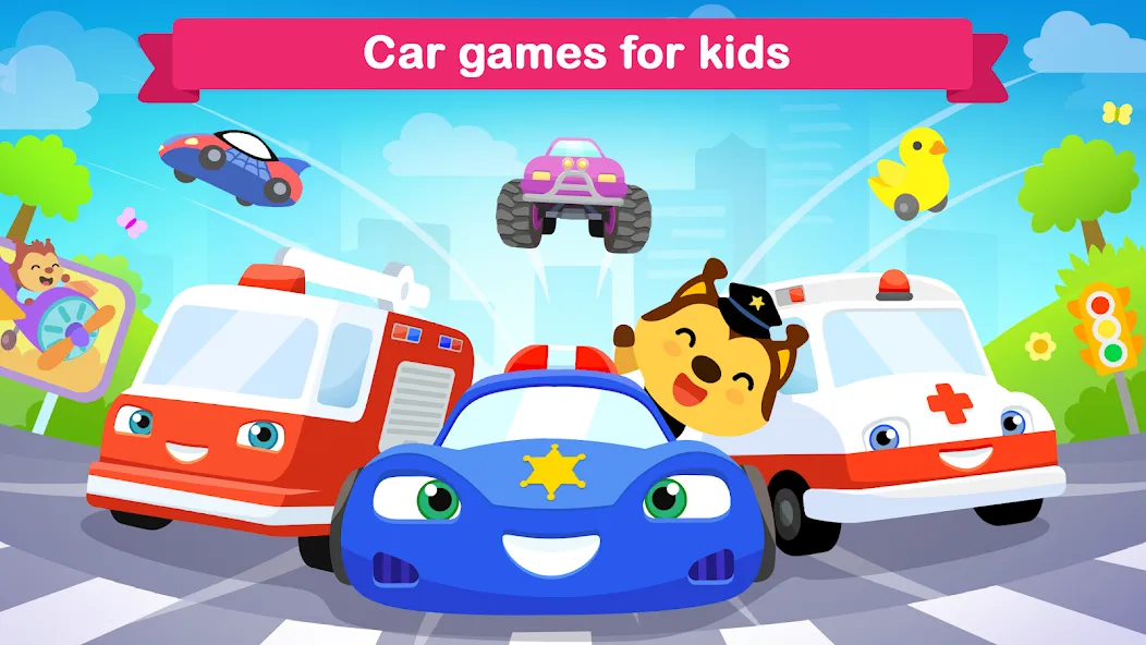 Скачать взлом Car games for kids & toddler на Андроид — Без рекламы, открыты все машины — скриншот 1
