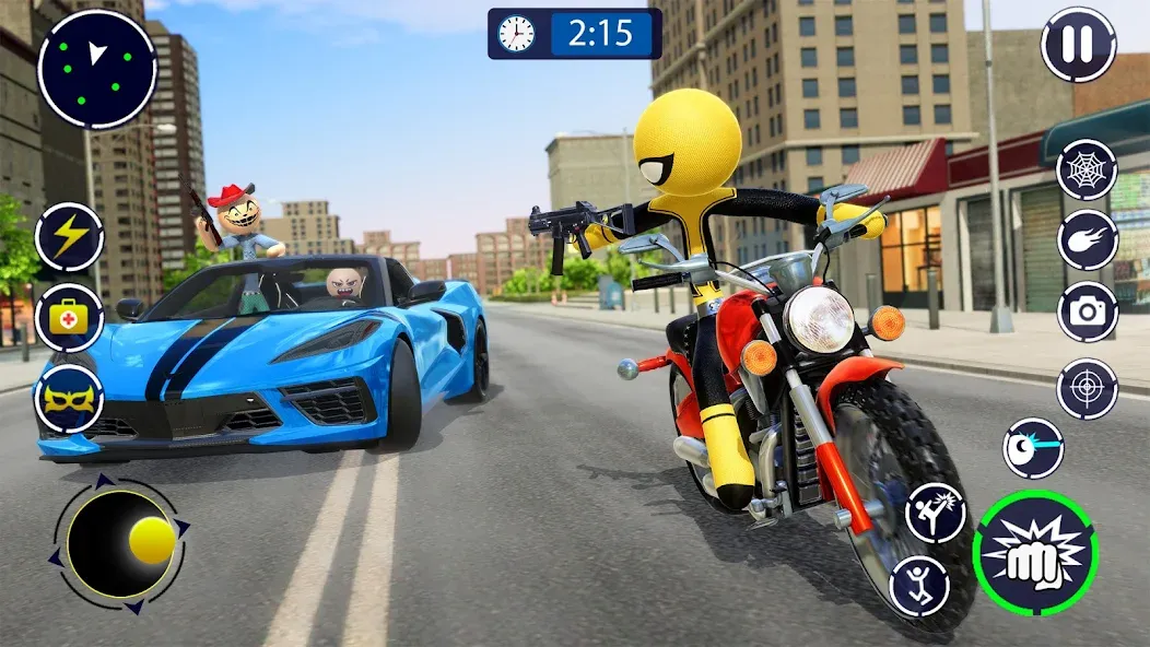 Spider Stickman Rope Hero Game — Мод: Безлимитные деньги и суперспособности — скриншот 2